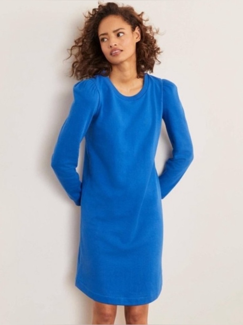 Boden Blue Puff Sleeve Sweatshirt Mini Dress US 6R